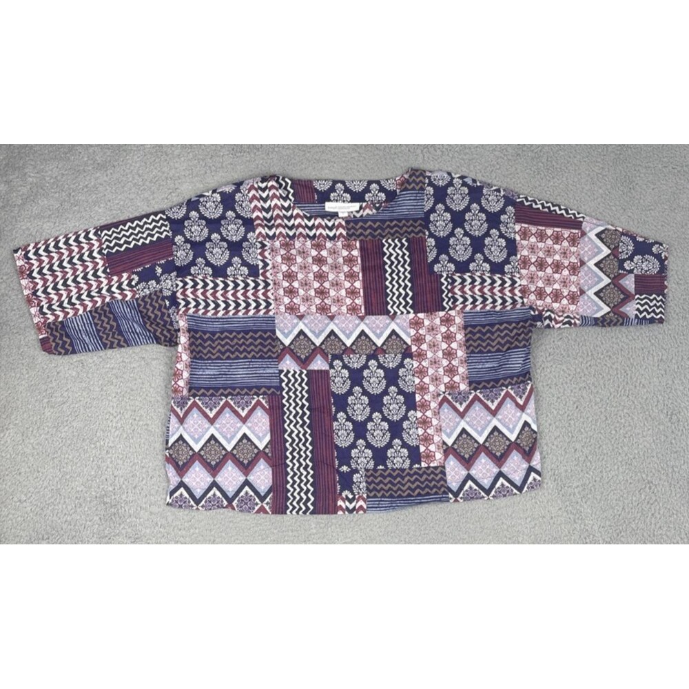 PureJill Oversized Patchwork Top Womens Size Small Lightweight Organic Cotton